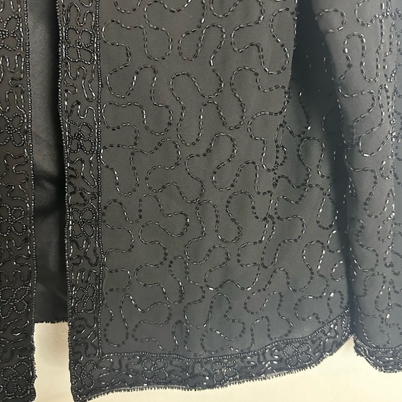 Vintage JMD New York Beaded Black Open Front Blazer Cardigan Size M - Picture 3 of 4